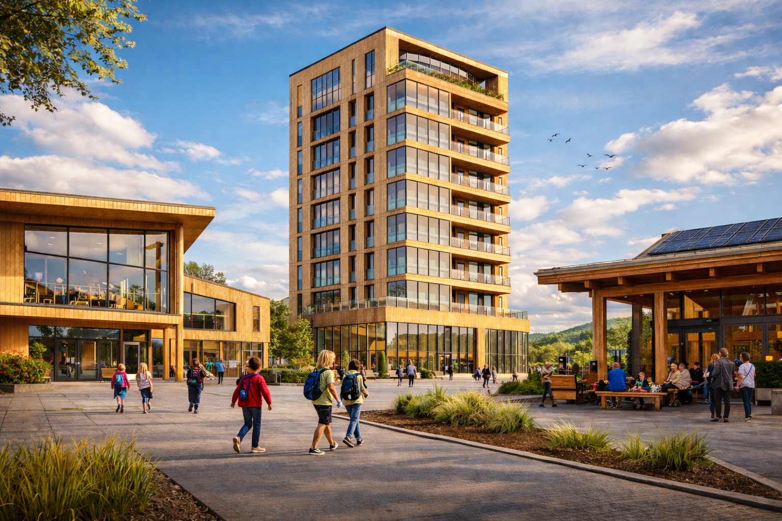 vysokopodlažní dřevostavby