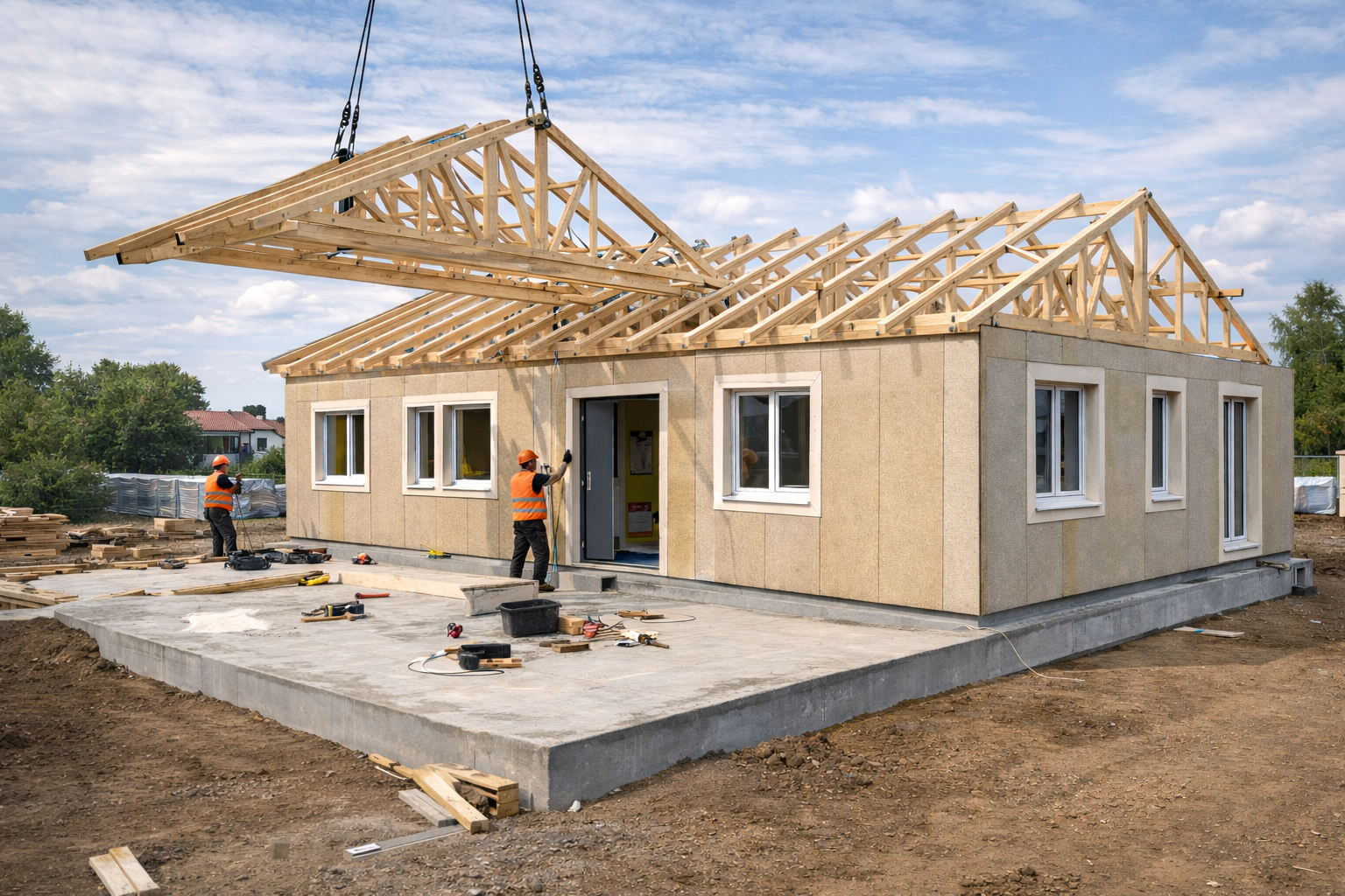 stavba dřevostavby easy 96