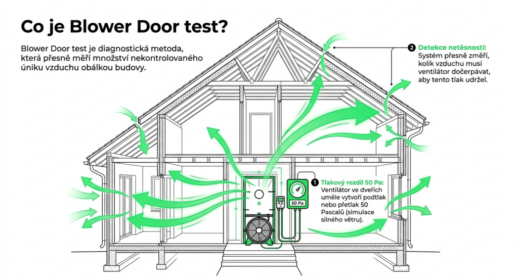 Blower door test a rekuperace